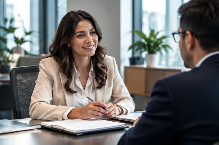Photorealistic illustration of hr management support in a professional setting